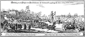 Historic drawing, the arrival of Henrietta Catherine of Braganza