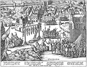 Historic drawing, the atrocities of the Spaniards in Haarlem on 13th July 1573