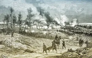Historic drawing, Battle of Amiens or Bataille de Villers-Bretonneux