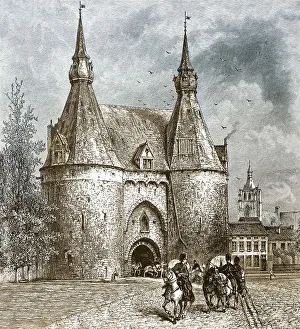 Historic drawing, Brusselsepoort or Brussels gate
