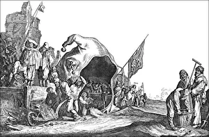 Historic drawing, caricature on the Dutch Tulip mania