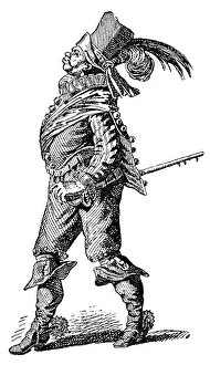 Historic drawing, caricature of a vain Spaniard in the Spanish Netherlands