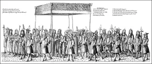 Historic drawing, a part of the coronation procession of James II of England