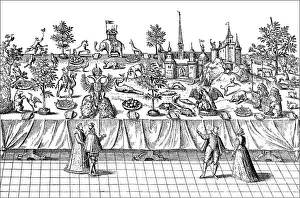 Historic drawing, courtly pomp table in England
