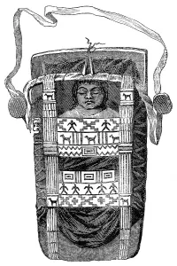 Historic drawing, Indian cradle for small children in North America