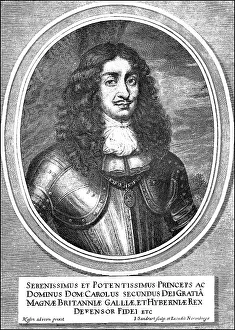 Historic drawing, portrait of Charles II