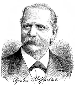 Historic drawing, portrait of Gustav Hoffmann or Graben-Hoffmann