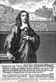 Historic drawing, portrait of Johan de Witt or Jan de Wit