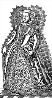 Historic drawing, portrait of Mary Stuart or Mary I