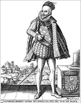 Historic drawing, portrait of Matthias