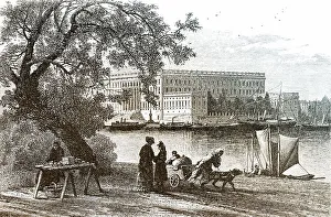 Historic drawing, Stockholm Palace or Royal Palace