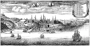 Historic drawing, view of the Ville de Quebec also known as Quebec City