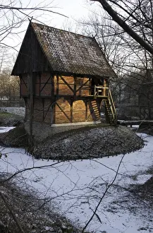 Historic granary in winter