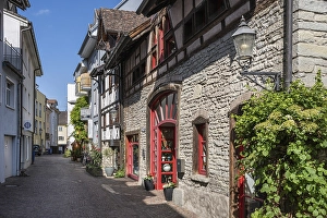 Historic half-timbered houses in the old town of Radolfzell on Lake Constance