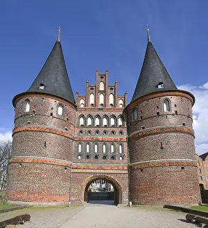 Historic Holstentor or Holsten gate of Lubeck in Germany