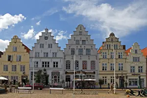 Historic houses at the market square of Friedrichsstadt