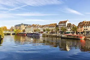 Historic Houses on the River Ill Water Alsace in Strasbourg
