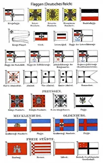 Historic illustration of flags of the German Reich