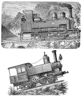 Historic illustration, steep grade railway