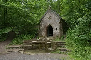 Historic Kopferbrunnen fountain in the Kopfer Valley nature reserve