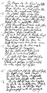 Historic manuscript, poem by Martin Opitz von Boberfeld