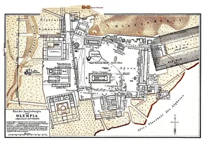 Historic map of the excavations at Olympia
