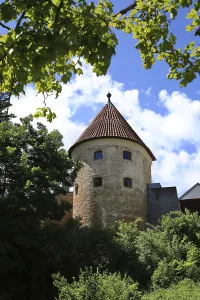 The historic old town centre of Dingolfing with a view of the historic tower