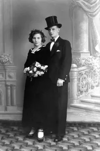 Historic photo, bridal couple, ca. 1925
