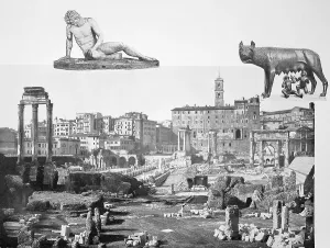 Historic photo (ca 1880) of the ruins of the Forum