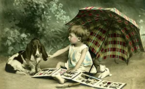Historic photo, child with his dog, ca. 1910