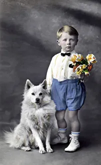 Historic photo, child with his dog, ca. 1910