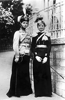 Historic photo, two women dressed as hussars