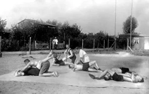 Historic photo, wrestlers training, ca. 1920
