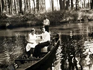 Historic photograph, boat trip in the Spreewald Forest