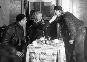 Historic photograph, chimney sweep eating