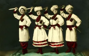 Historic photograph, Circassian singing and dancing group