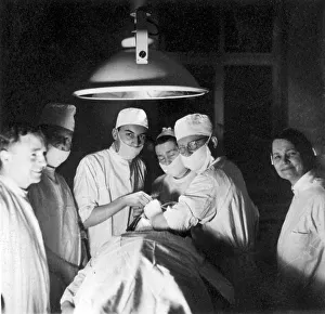 Historic photograph, doctors operating