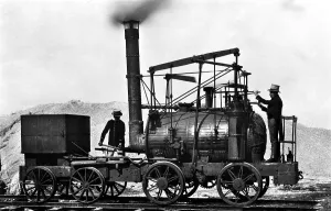 Historic photograph, one of the first steam engines
