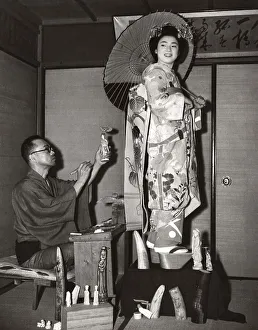 Historic photograph, geisha posing, around 1928
