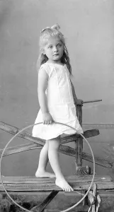 Historic photograph, girl with a hula hoop