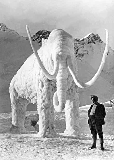 Historic photograph, mammoth made of ice and snow