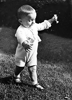 Historic photograph, small boy learning to walk