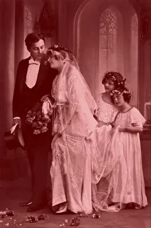 Historic photograph, wedding couple, around 1920