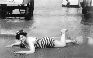 Historic photograph, woman in a bathing suit