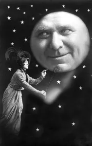 Historic photograph, woman and the moon