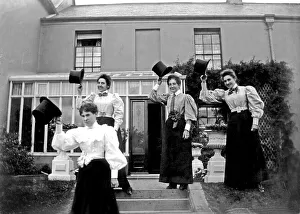 Historic photograph, women with top hats