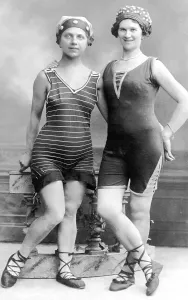 Historic photograph, women wearing bathing suits