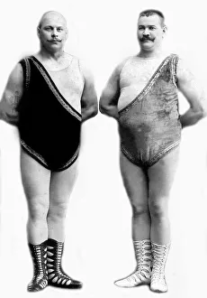 Historic photograph, two wrestlers, around 1910
