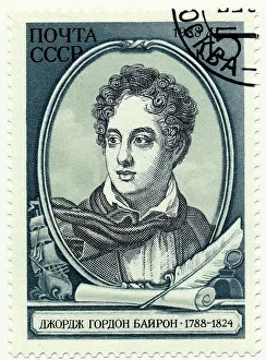 Historic postage stamp, the English poet Lord George Gordon Byron