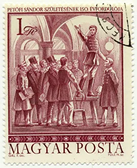 Historic postage stamp, the poet and national hero Sandor Petrovic